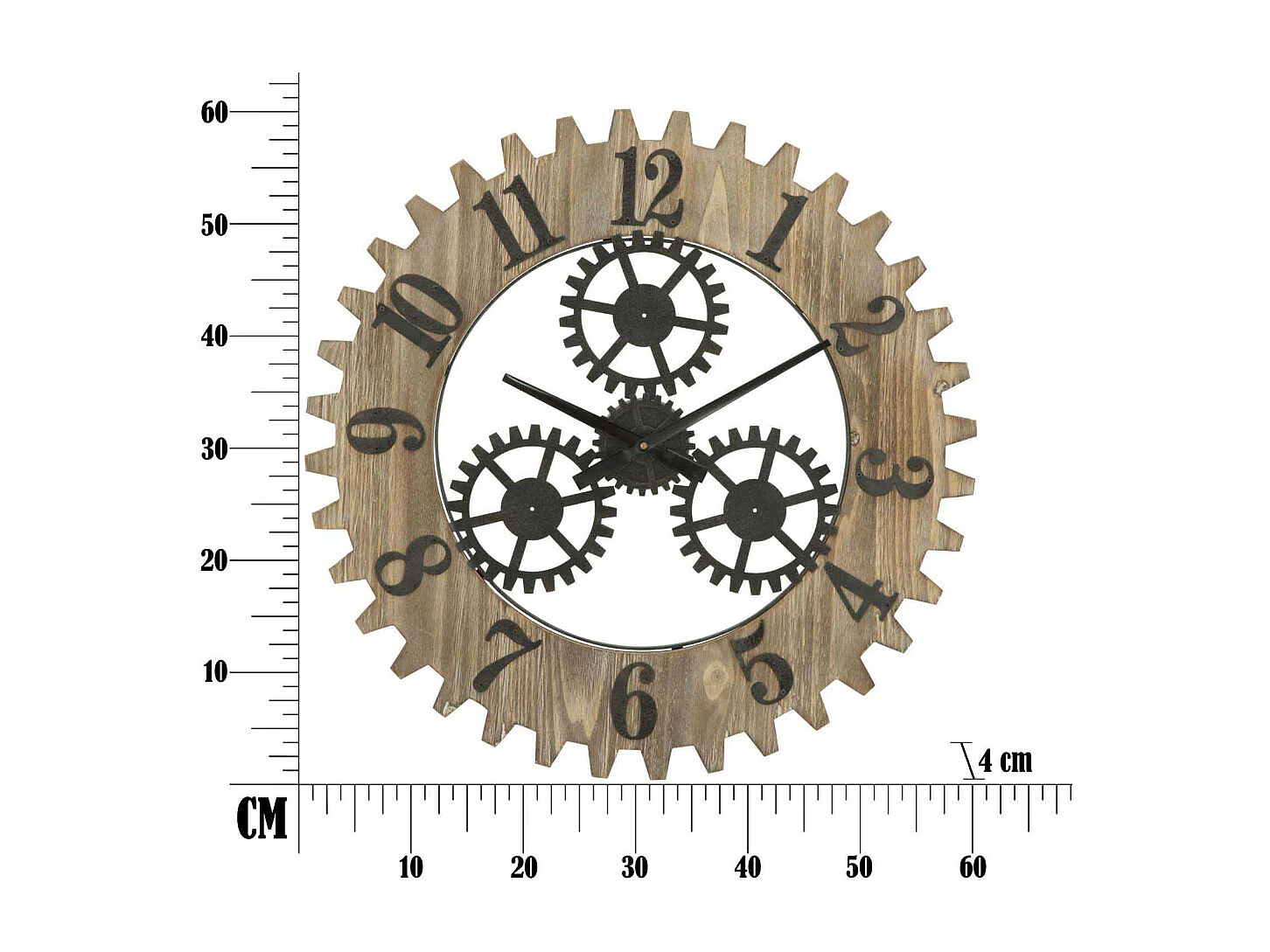 Orologio da parete in metallo e legno marrone Ø cm 60x4