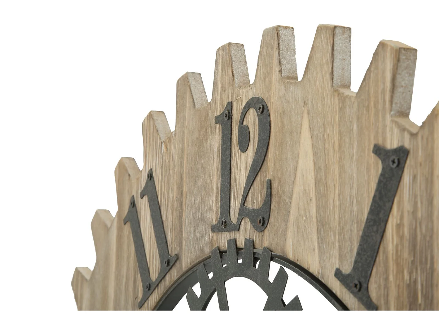Horloge Murale Engrenage "Plus" 60cm Naturel & Noir