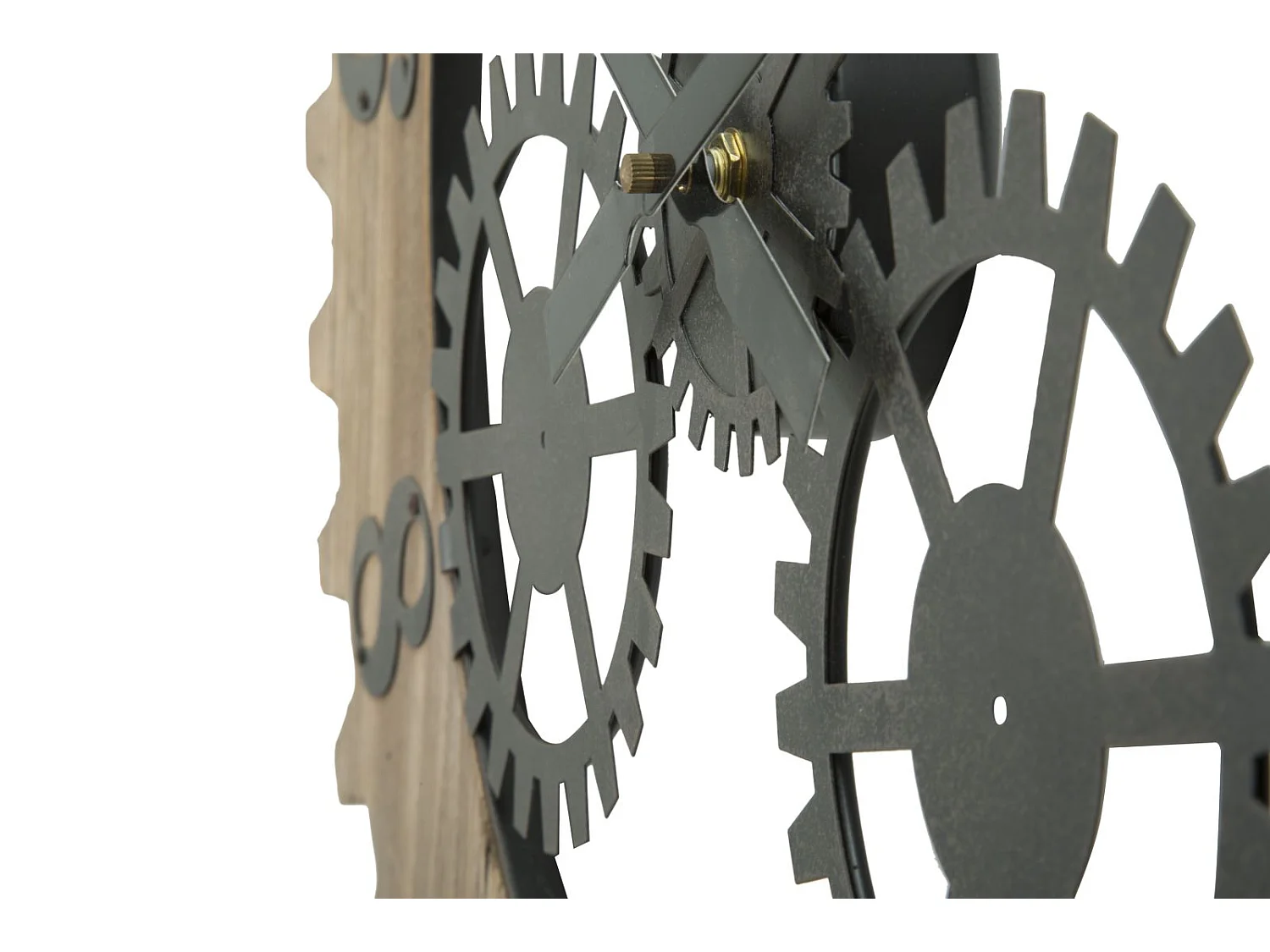 Horloge Murale Engrenage "Plus" 60cm Naturel & Noir