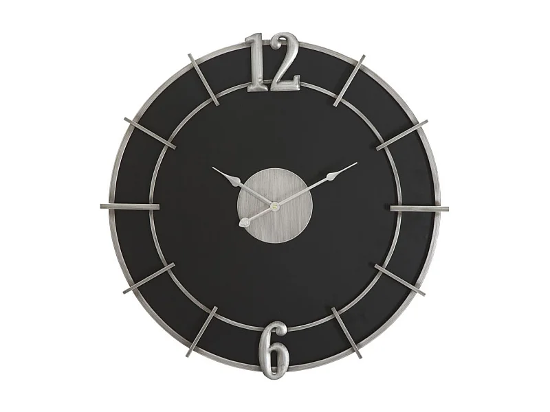Horloge Murale en Métal "Silver Glam" 60cm Noir