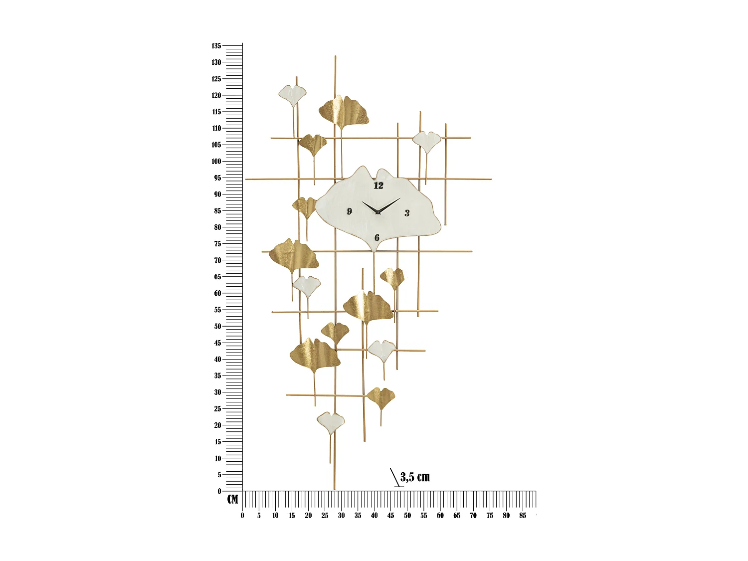 Horloge Murale en Métal "Tow" 133cm Or