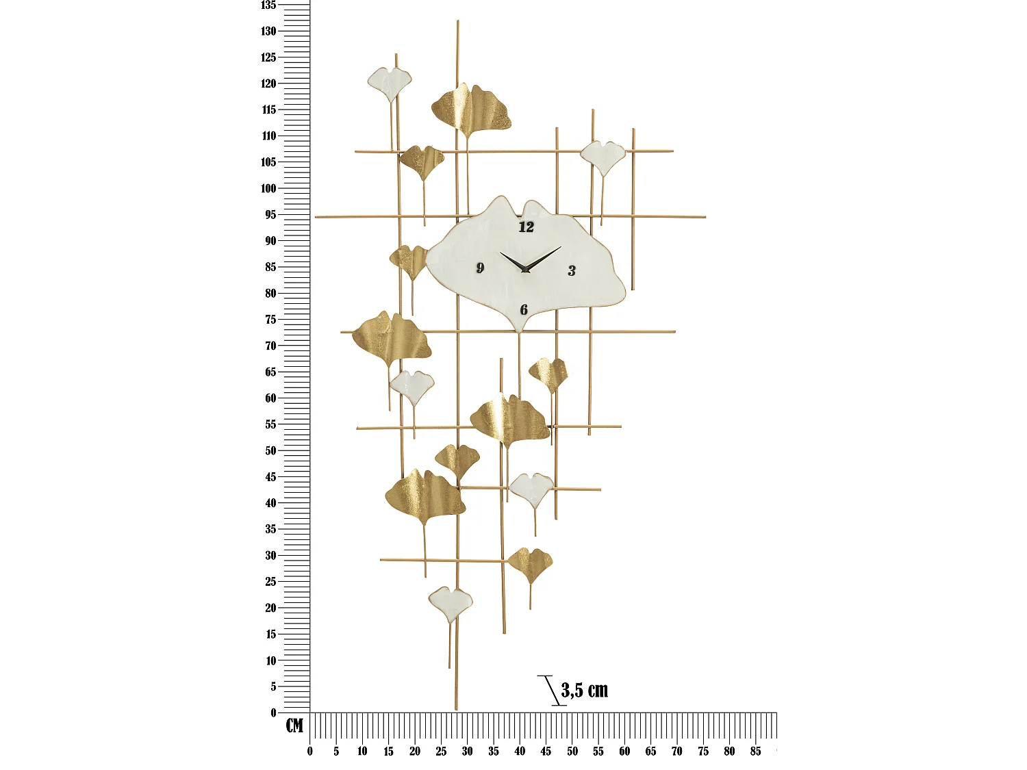 Horloge Murale en Métal "Tow" 133cm Or