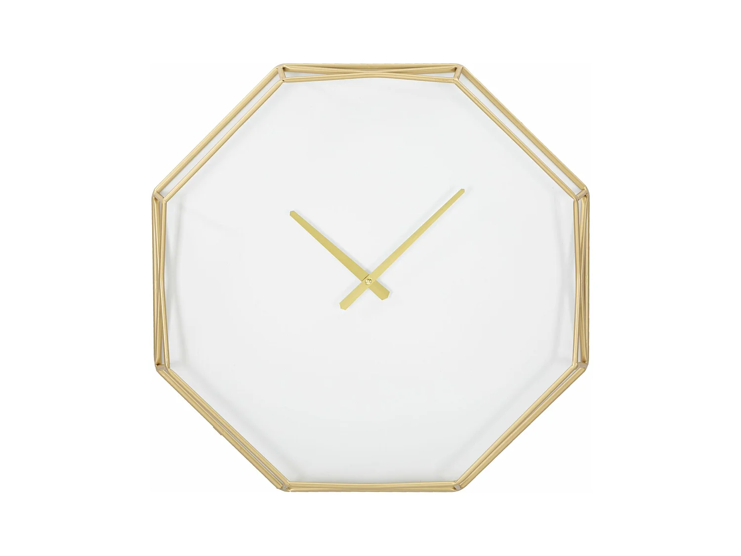 Horloge Murale Octogonale Goldy - Cadre Doré aux Lignes Épurées - 56x6,5x56 cm
