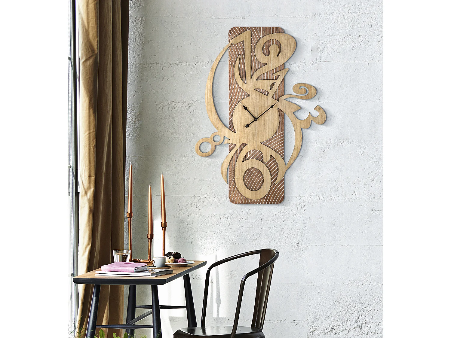 Orologio da parete in legno marrone cm 70x4,4x93