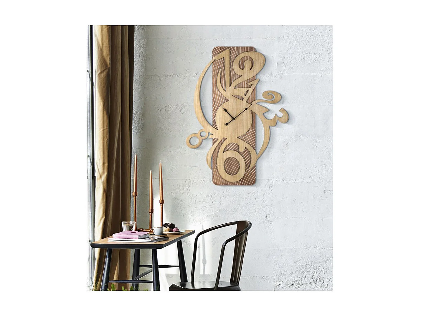 Horloge Murale Déco "Wolly" 93cm Naturel