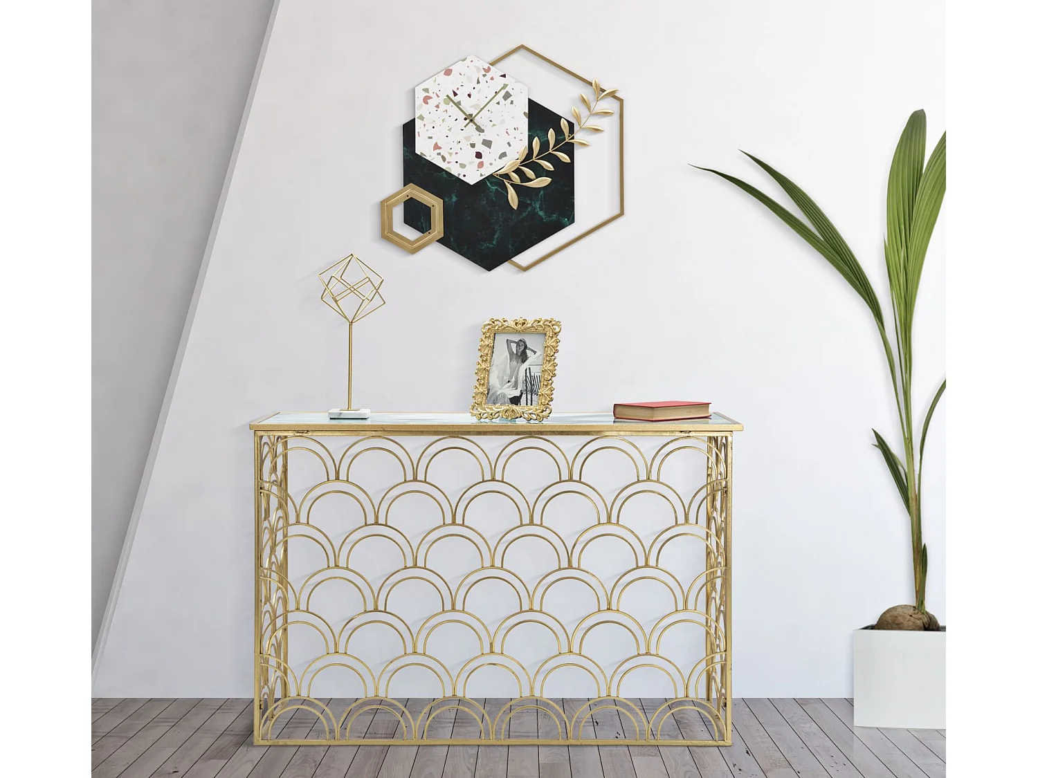 Horloge Murale en Métal "Hexagonale" 62cm Multicolore