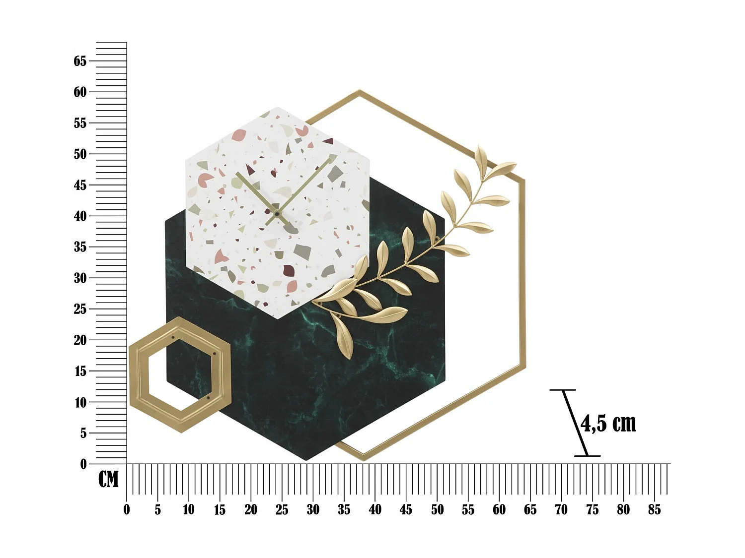 Horloge Murale en Métal "Hexagonale" 62cm Multicolore