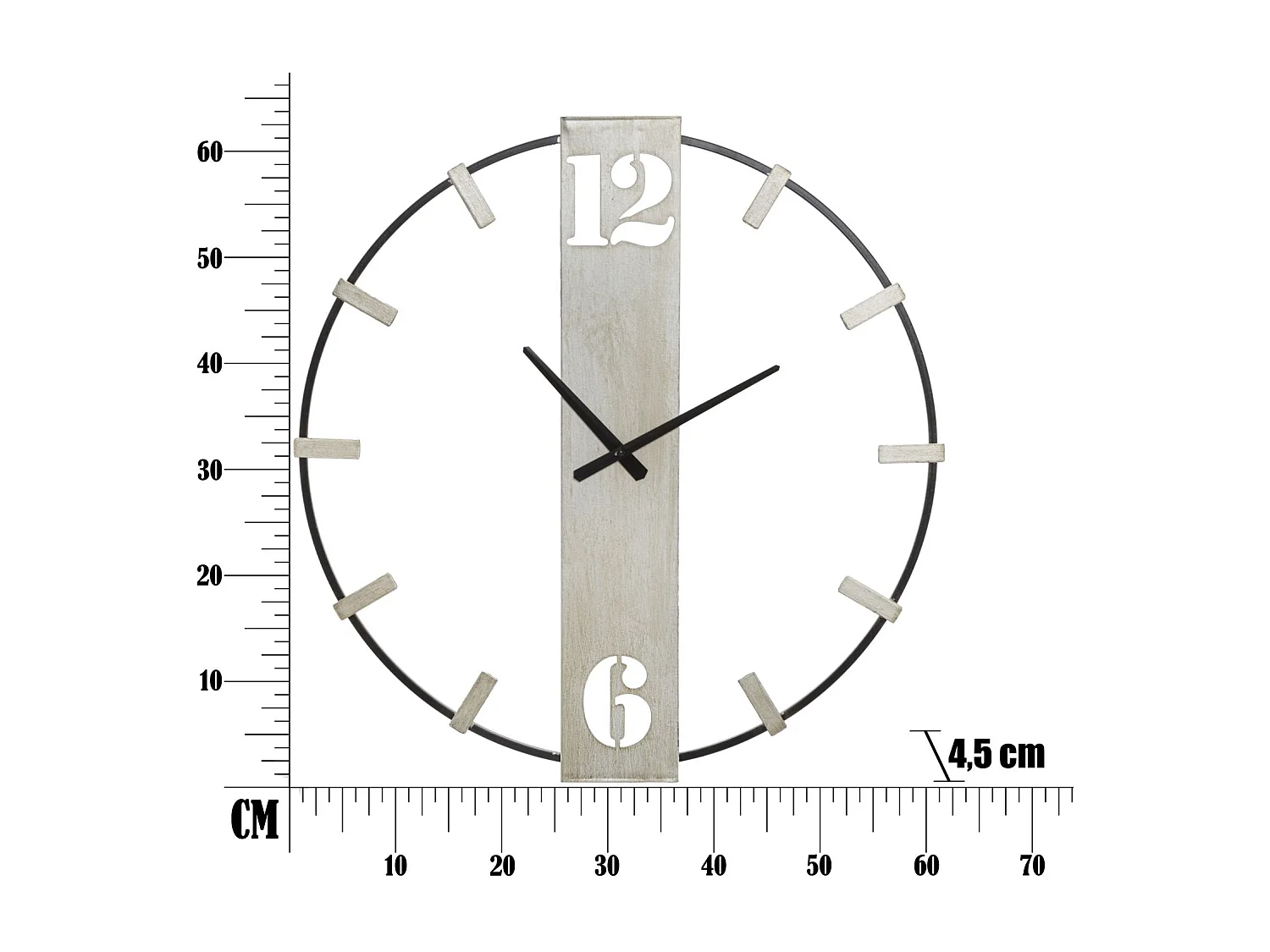 Zilveren metalen wandklok 61x4,5x63 cm