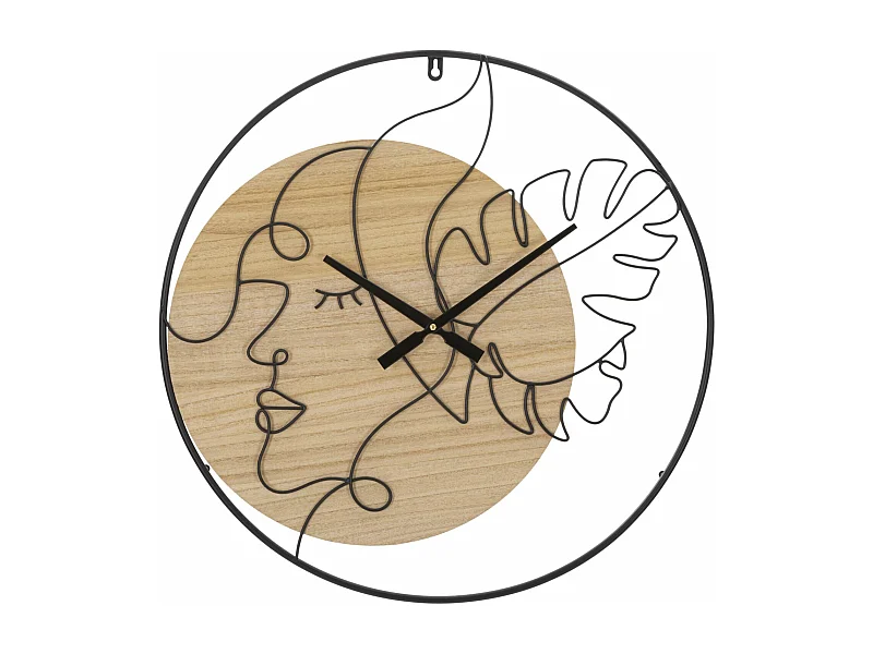 Orologio rotondo da parete in metallo e legno marrone Ø cm 60x2