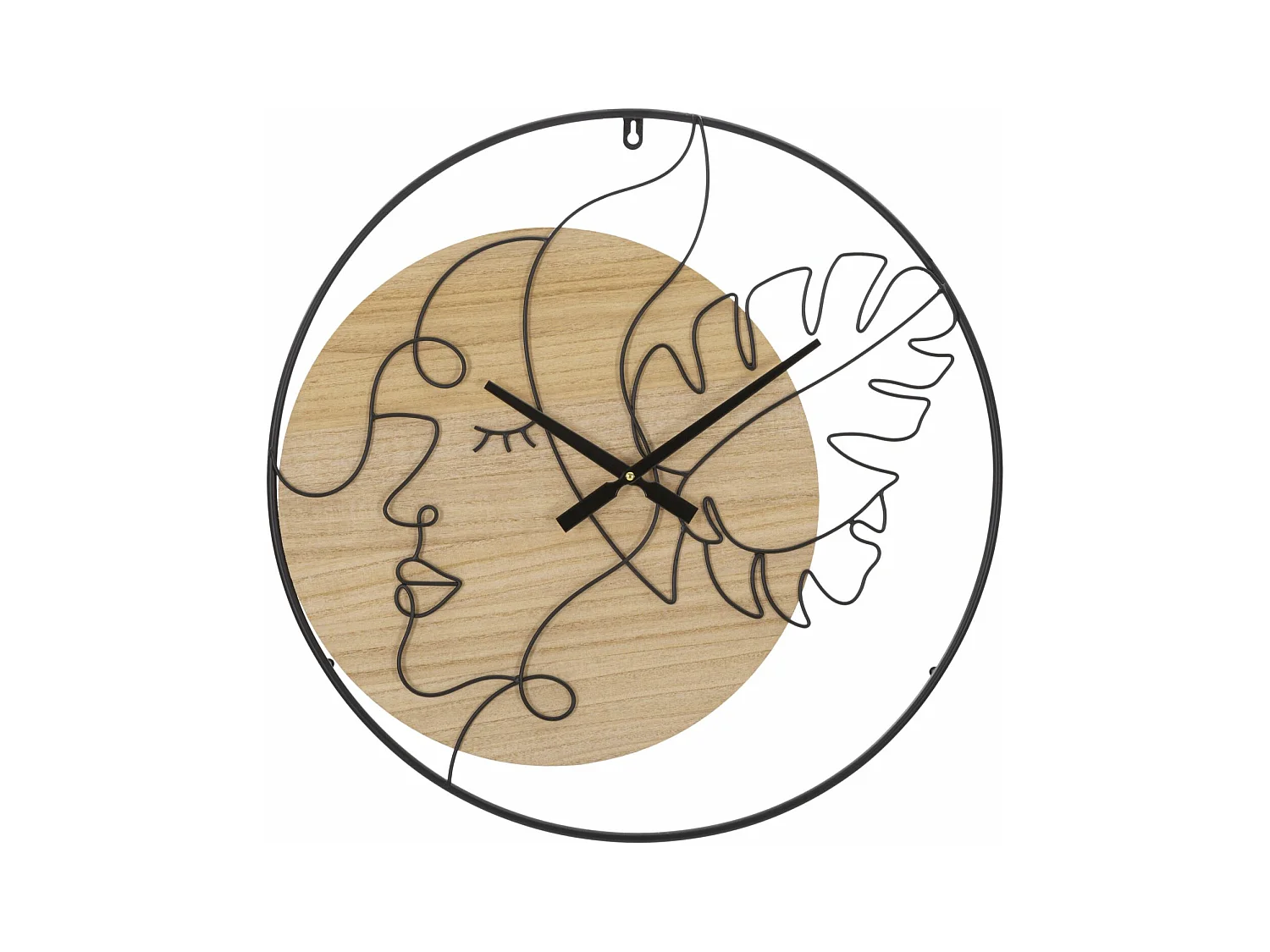 Horloge Murale Elegant -B- Design Artistique en Métal et Bois - Diamètre 60 cm, Épaisseur 2 cm