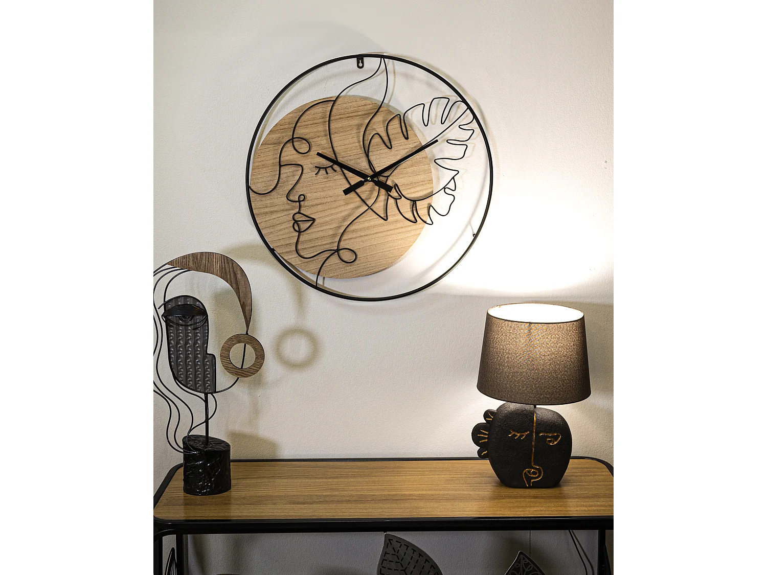 Horloge Murale en Métal "Elegants" 60cm Naturel & Noir