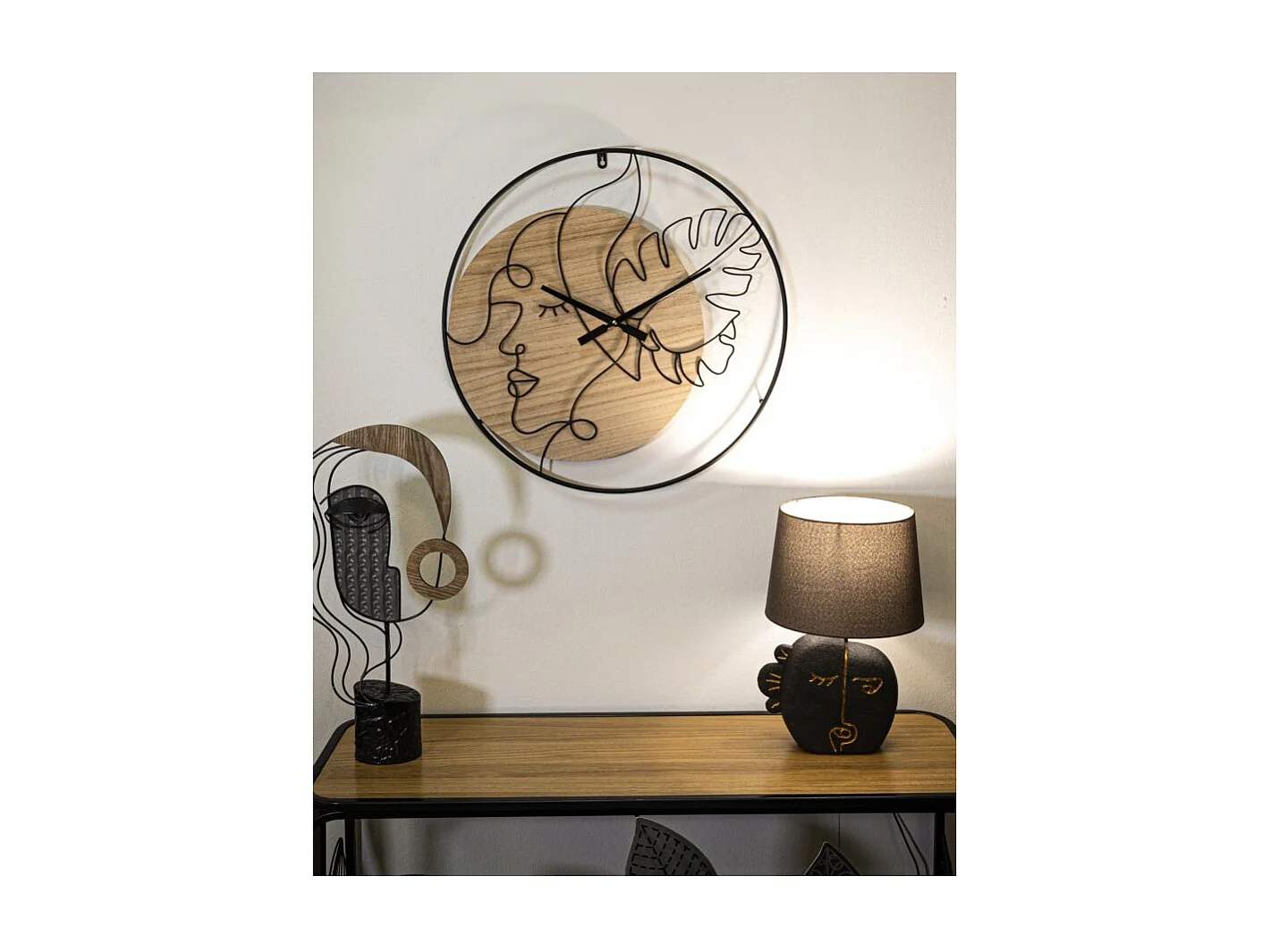 Horloge Murale en Métal "Elegants" 60cm Naturel & Noir