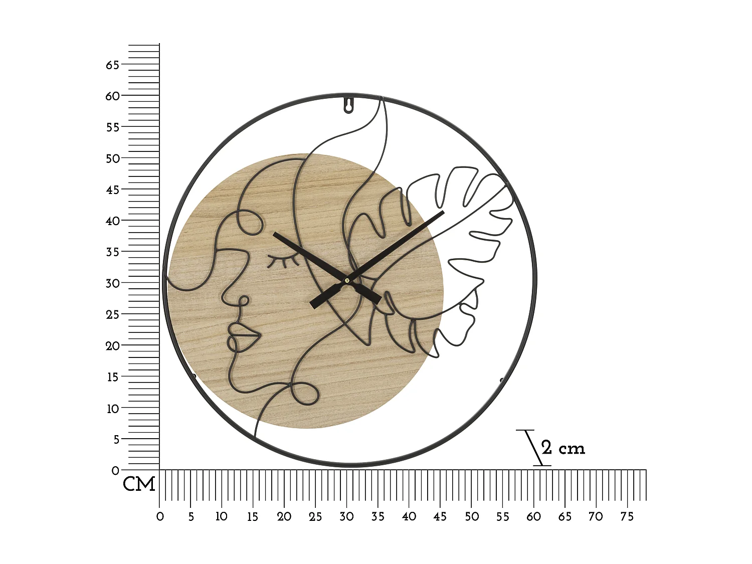 Horloge Murale en Métal "Elegants" 60cm Naturel & Noir