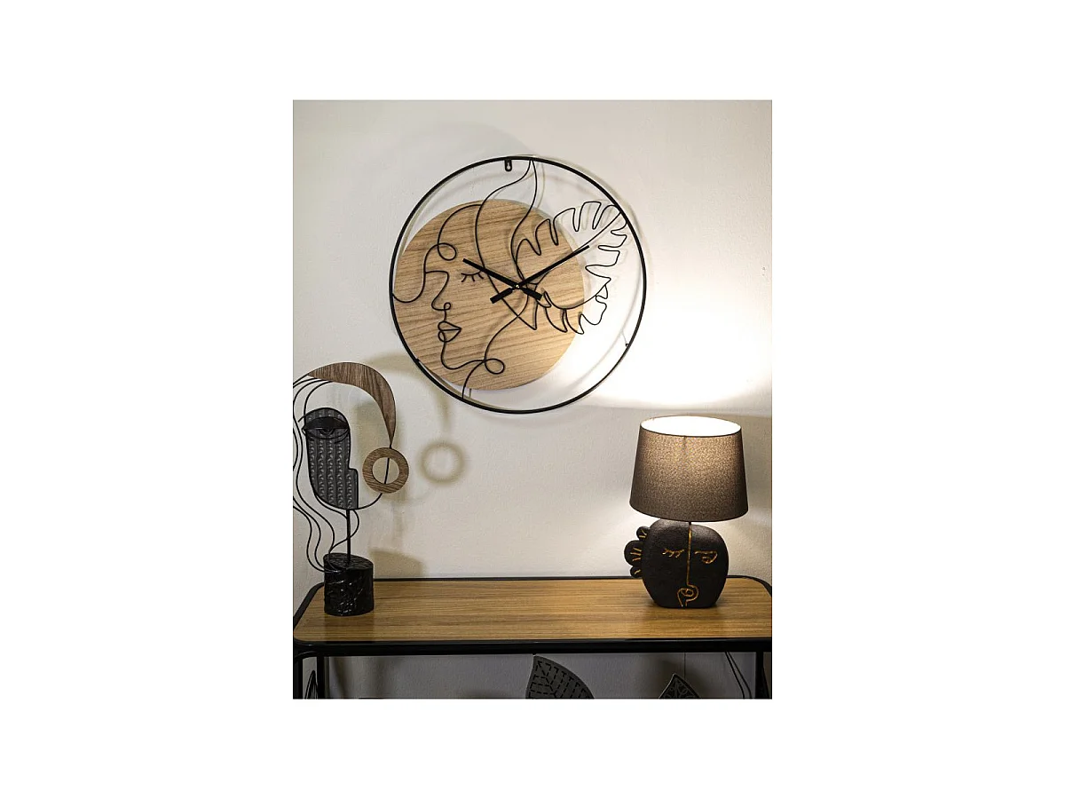 Zegar ścienny - czarny, brązowy, żelazo, styl nowoczesny, wys. 60 cm - Clock Elegant - B