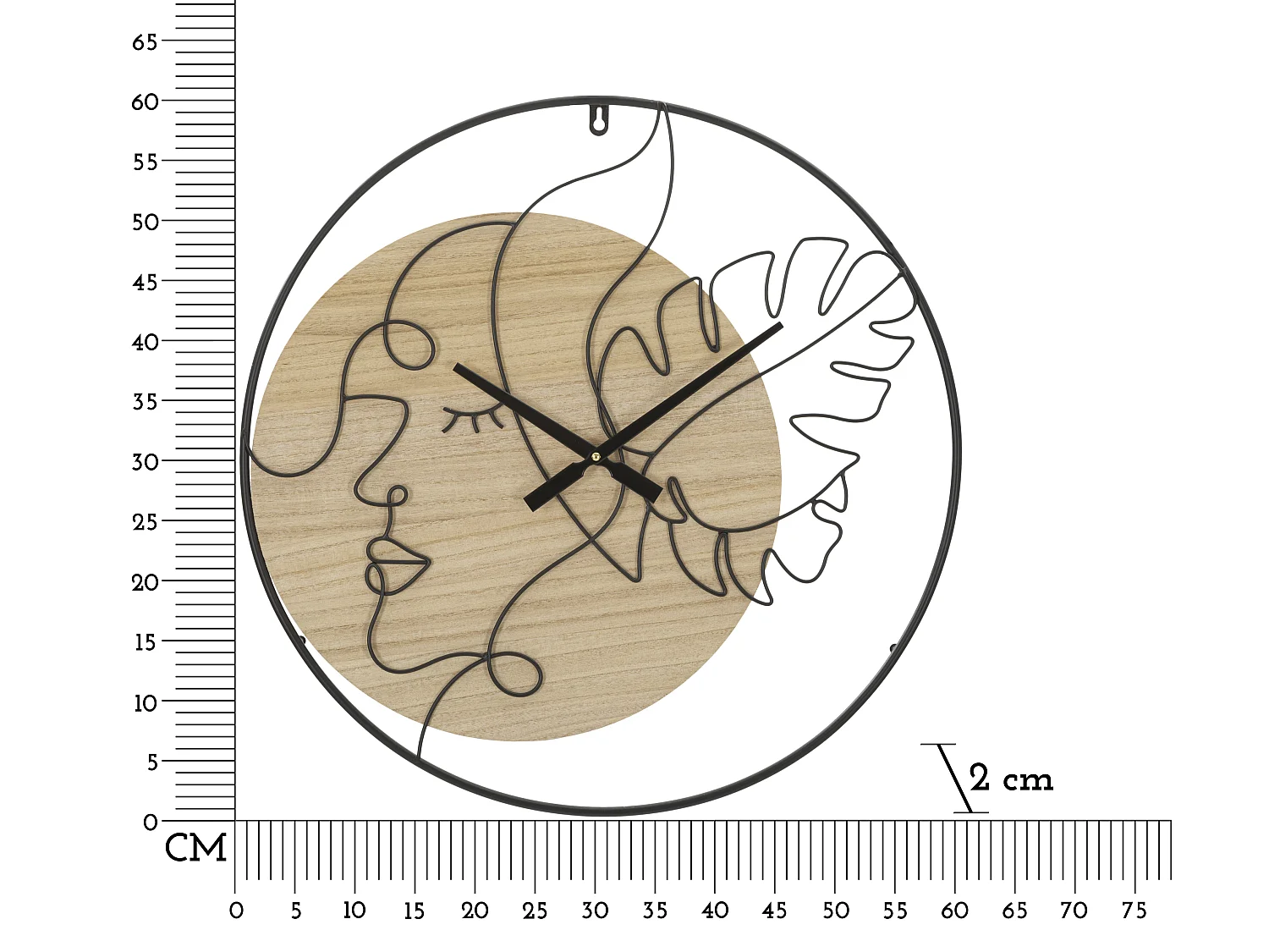 Zegar ścienny - czarny, brązowy, żelazo, styl nowoczesny, wys. 60 cm - Clock Elegant - B
