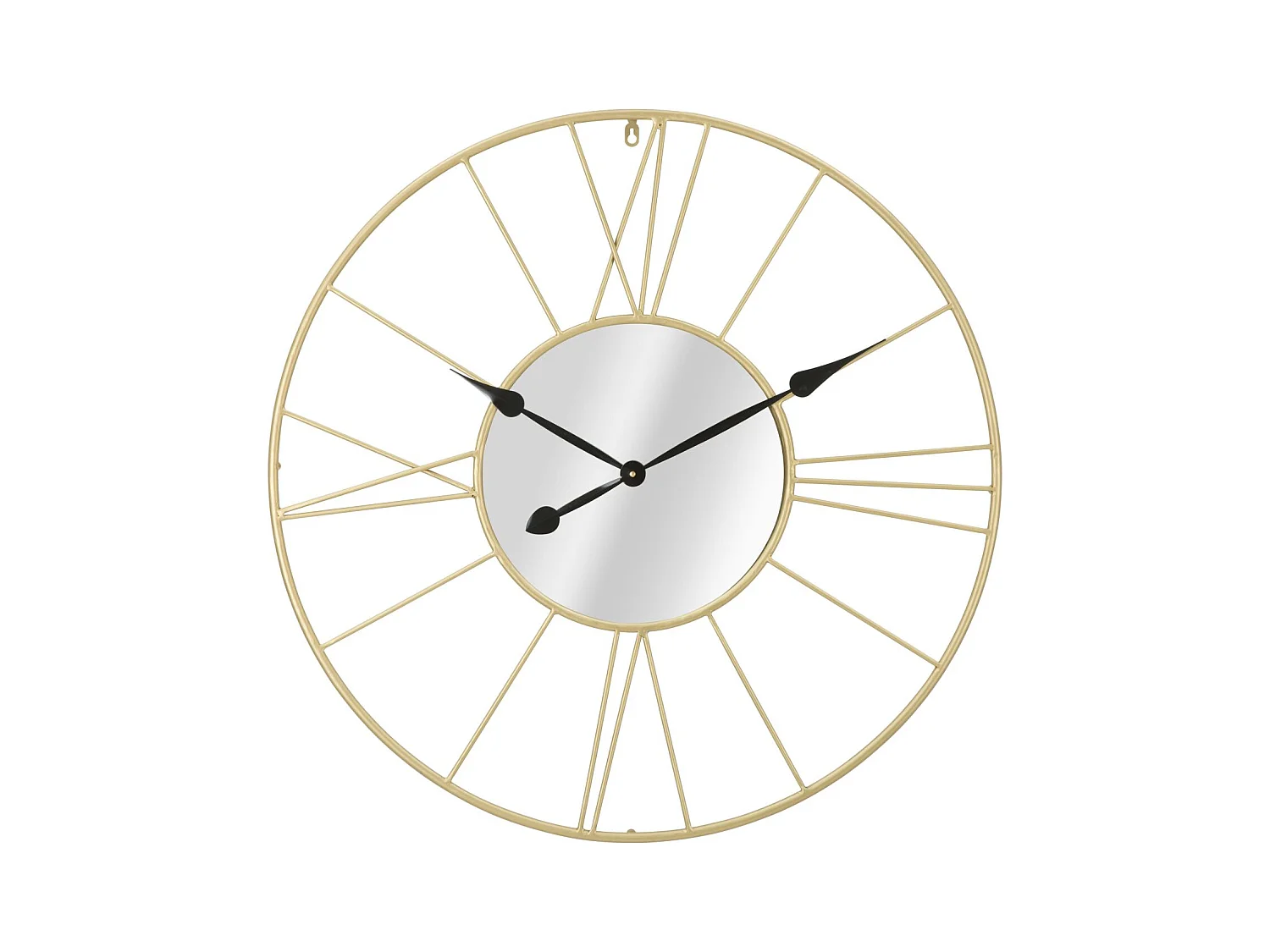 Horloge Murale avec Miroir Glam Stick - Design Géométrique en Métal Doré et Noir - Ø 80x6 cm