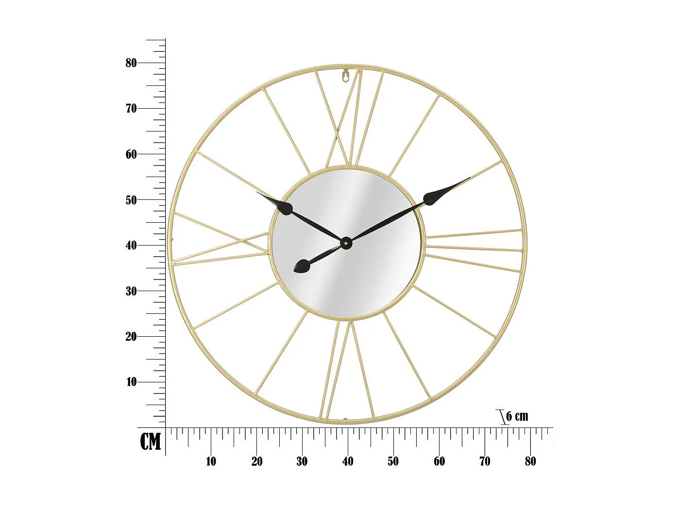 Horloge Murale Avec Miroir "Glam Stick" 80cm Or