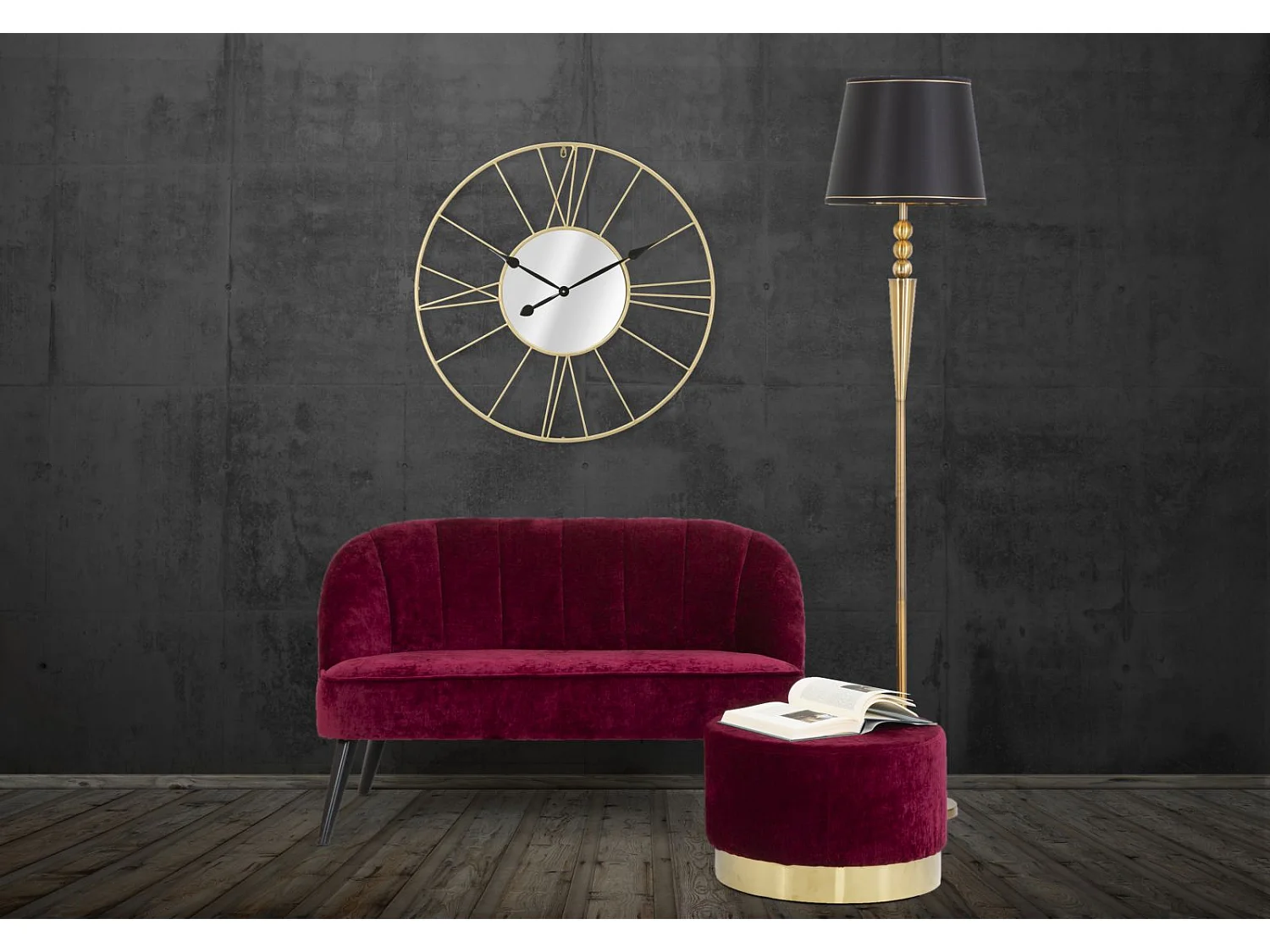 Horloge Murale Avec Miroir "Glam Stick" 80cm Or