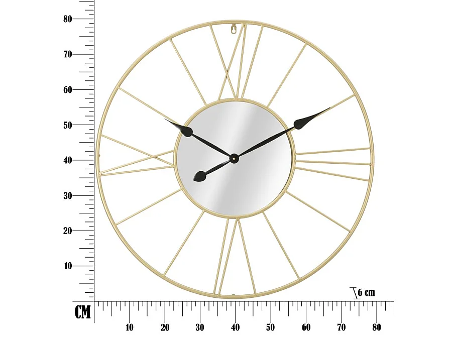 Horloge Murale Avec Miroir "Glam Stick" 80cm Or