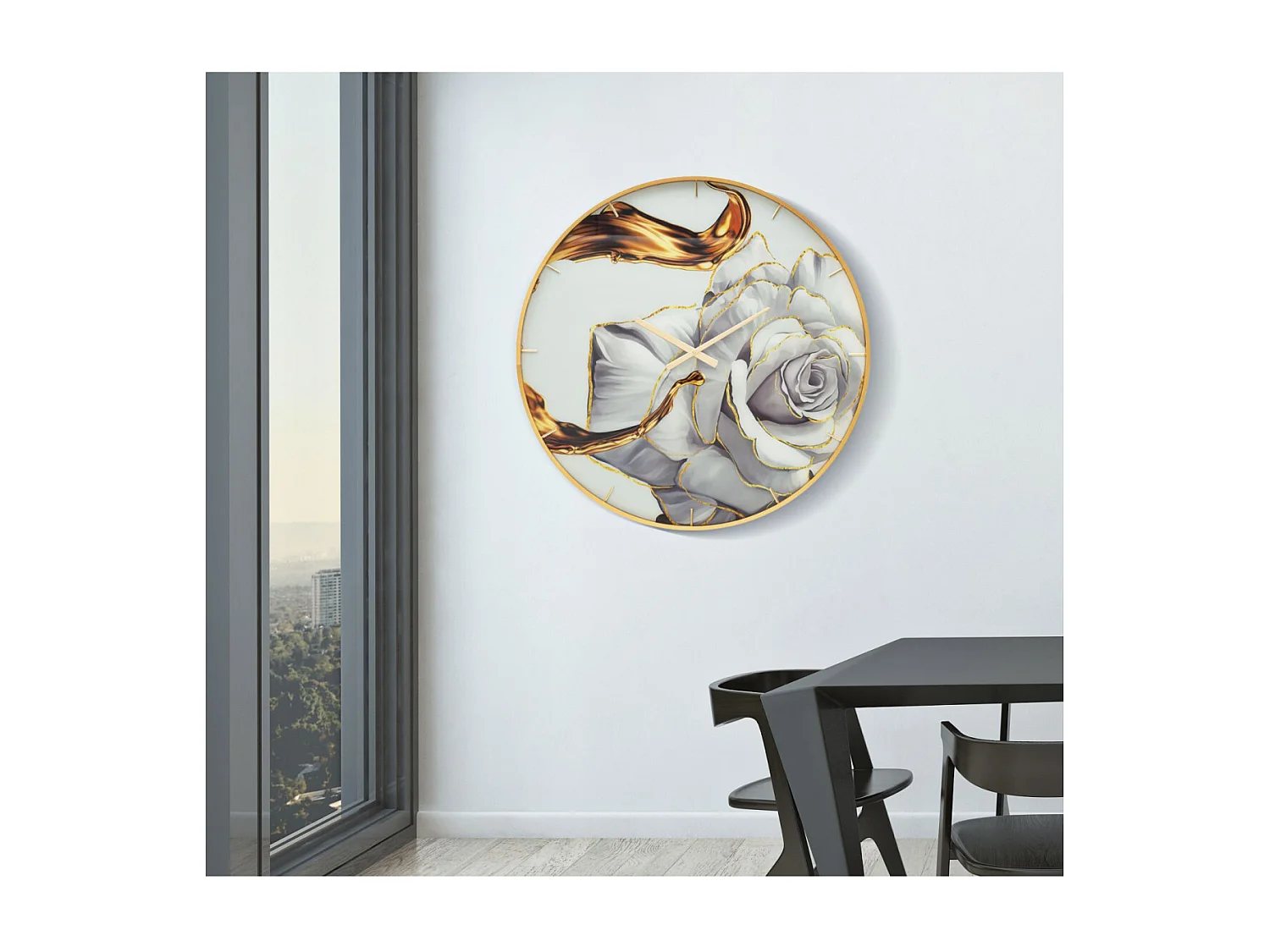 Horloge Murale en Verre "Rose" 80cm Multicolore