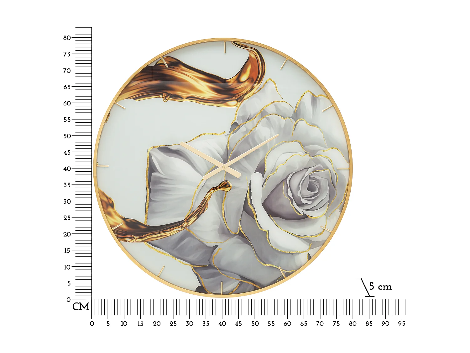 Horloge Murale en Verre "Rose" 80cm Multicolore
