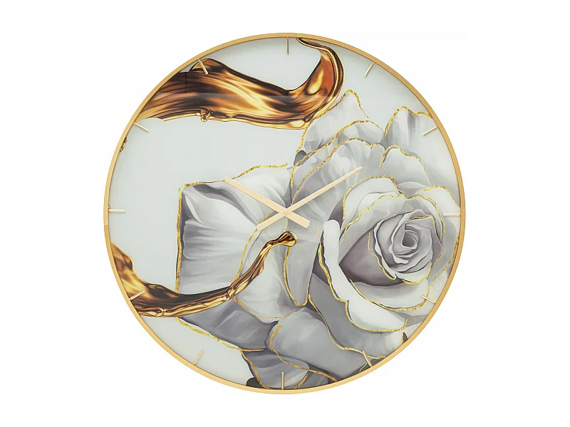 Horloge Murale en Verre "Rose" 80cm Multicolore