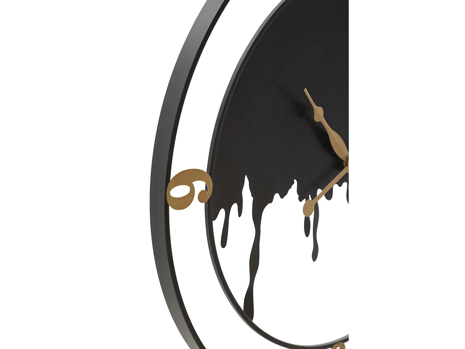 Orologio rotondo da parete in metallo nero e dorato Ø cm 66x4