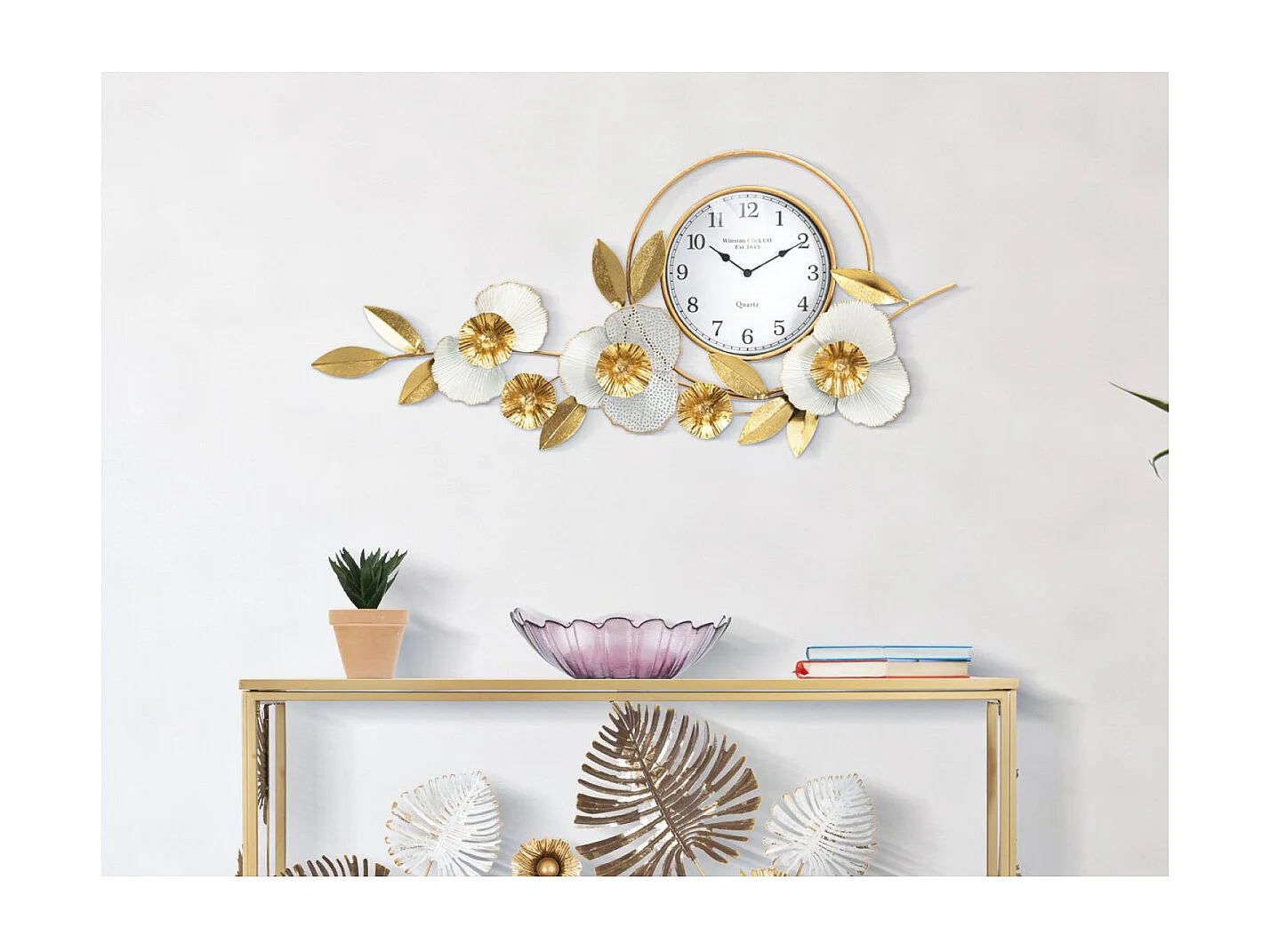 Horloge Murale en Métal "Flow" 92cm Or