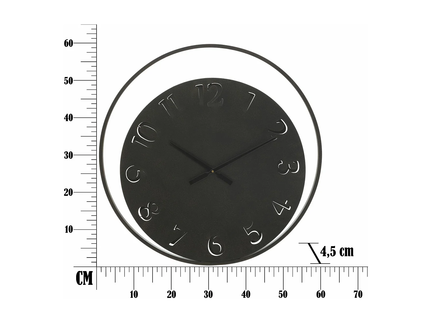 Horloge murale en métal noir Ø cm 60X4,5