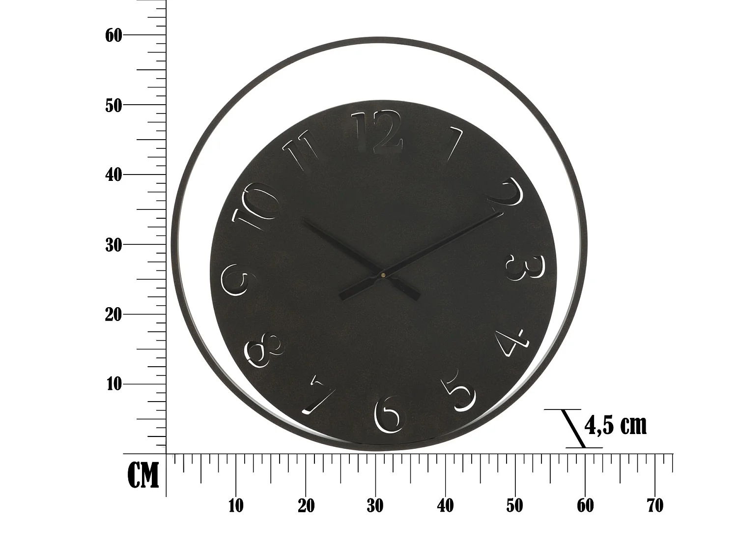 Wanduhr aus Metall schwarz Ø 60x4,5 cm