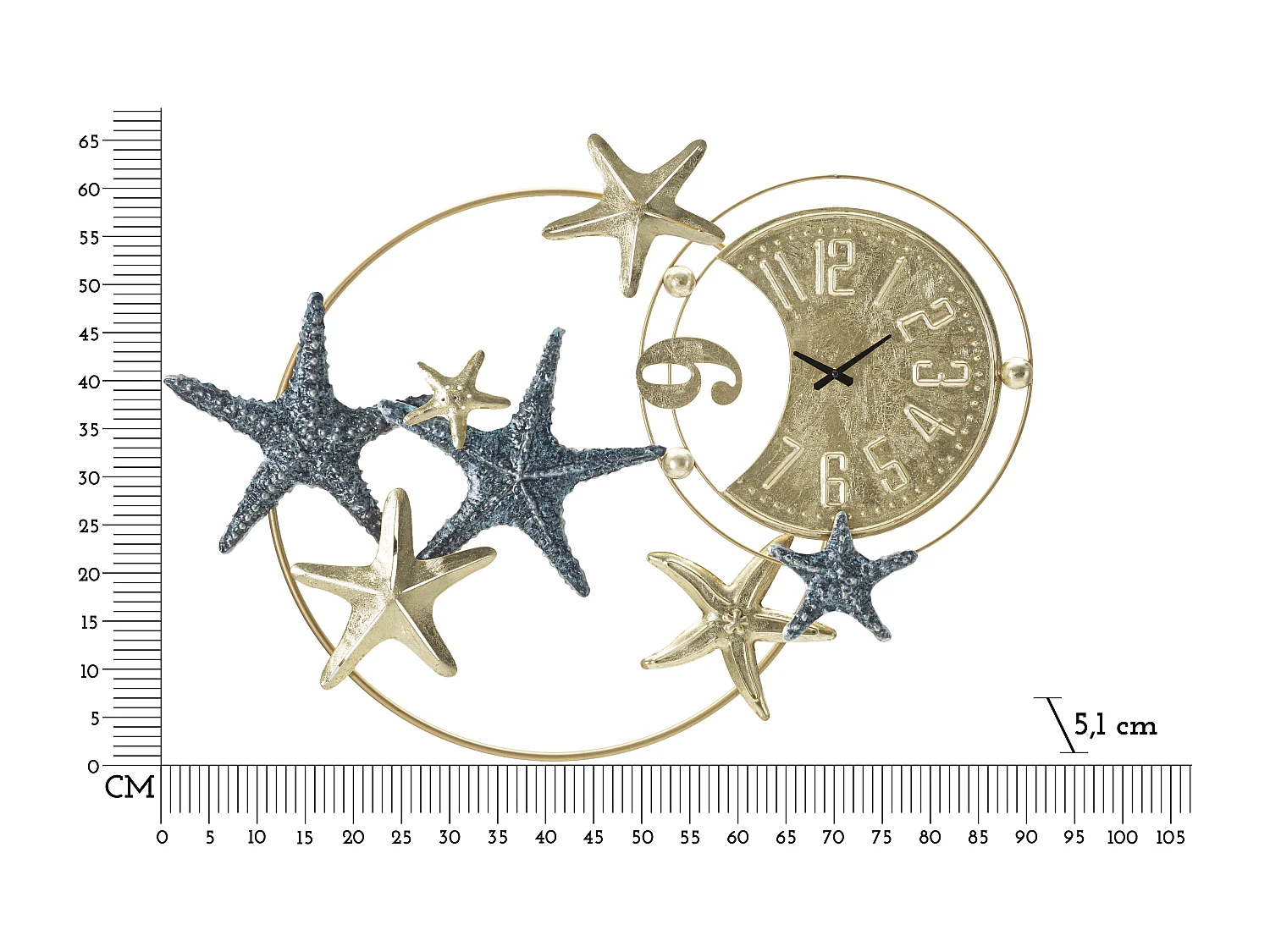 Orologio da parete mare in metallo multicolore cm 91,4x5,1x67,3