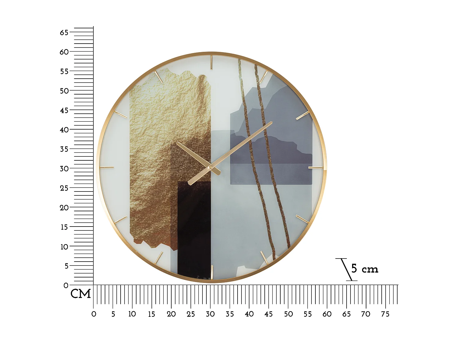 Orologio rotondo da parete in fibre di legno multicolore Ø cm 60x5