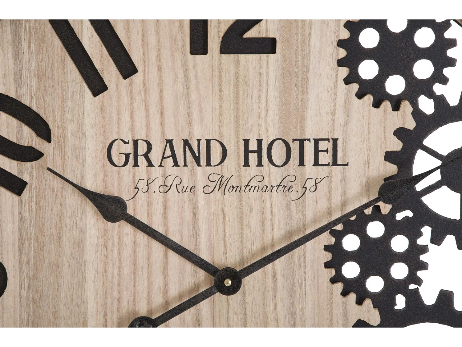 Horloge Murale Engrenage "Grand Hotel" 60cm Naturel & Noir
