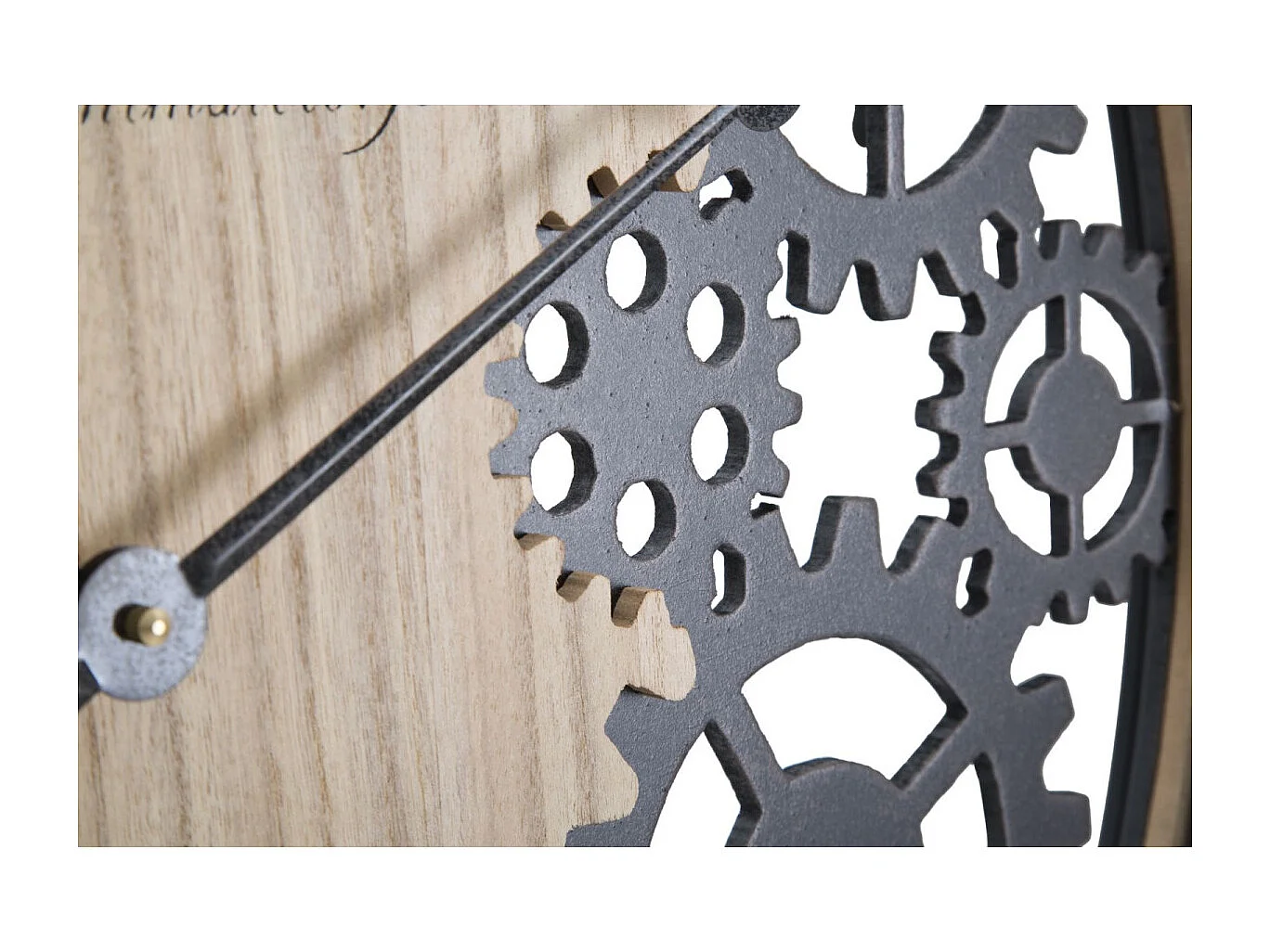 Horloge Murale Engrenage "Grand Hotel" 60cm Naturel & Noir