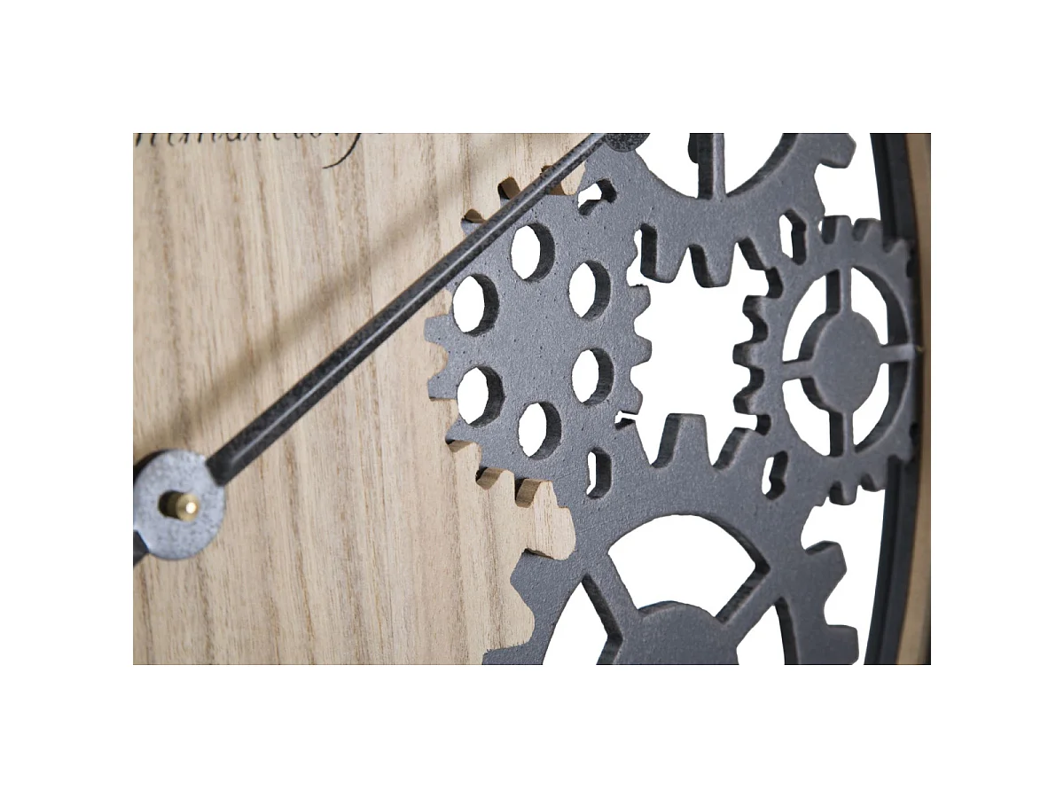 Horloge Murale Engrenage "Grand Hotel" 60cm Naturel & Noir