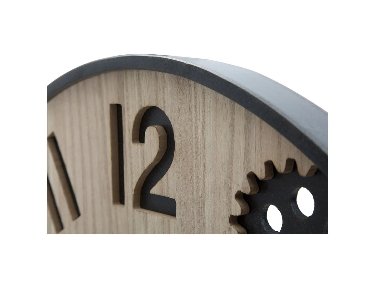 Horloge Murale Engrenage "Grand Hotel" 60cm Naturel & Noir