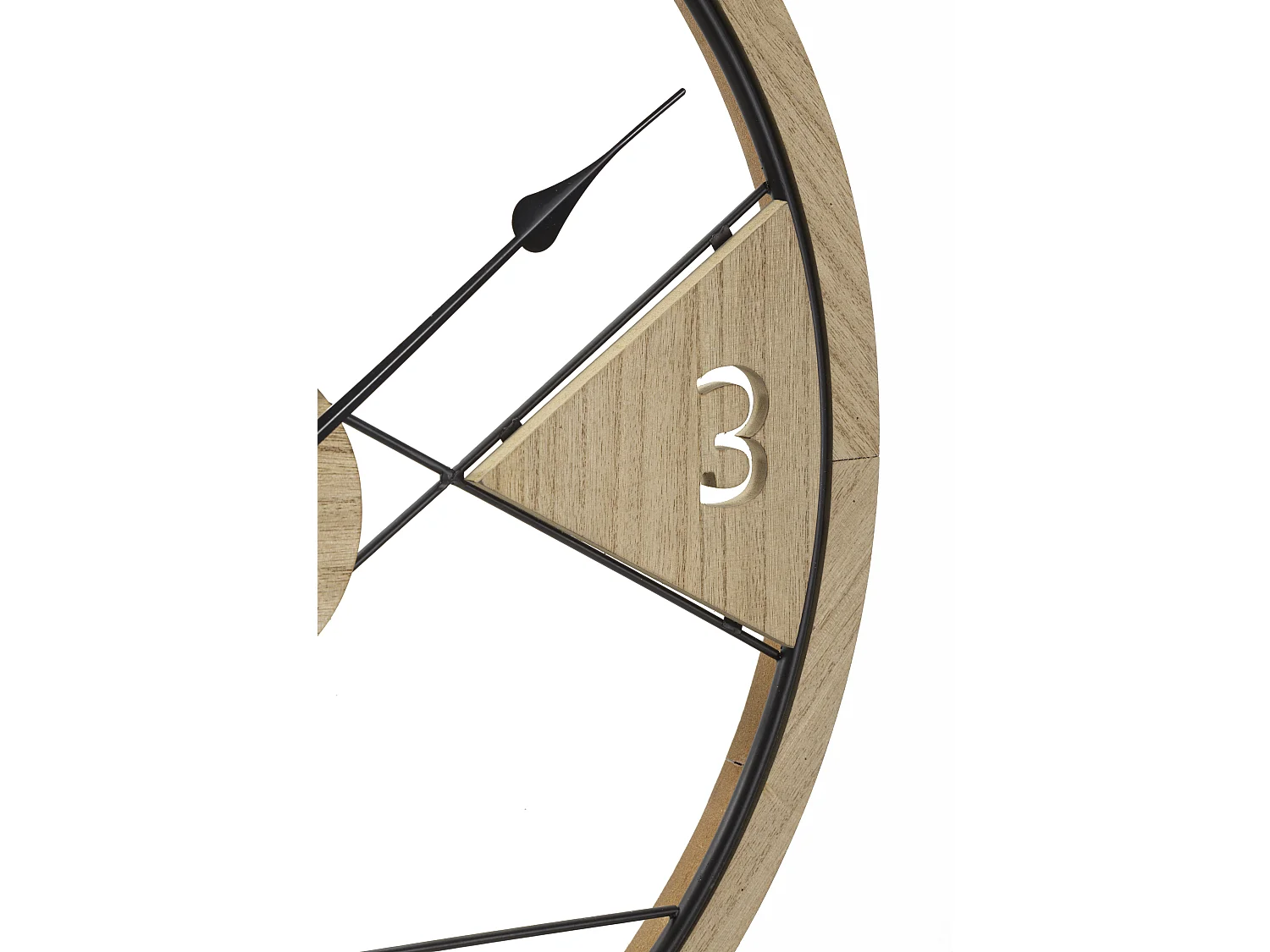 Orologio rotondo da parete in legno e metallo marrone Ø cm 60x2,5