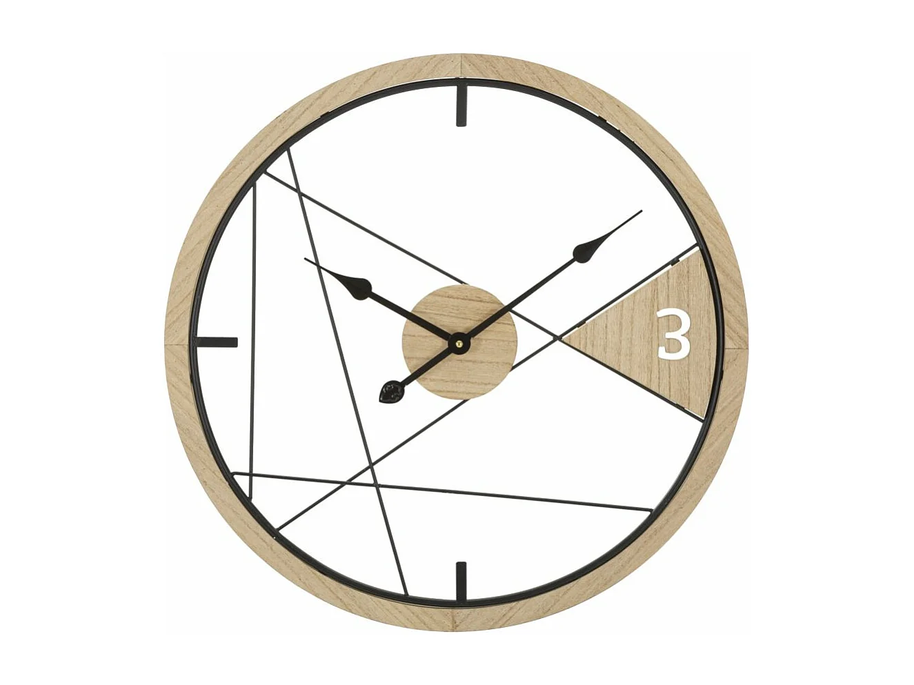 Horloge Murale en Métal "Geometric" 60cm Naturel & Noir