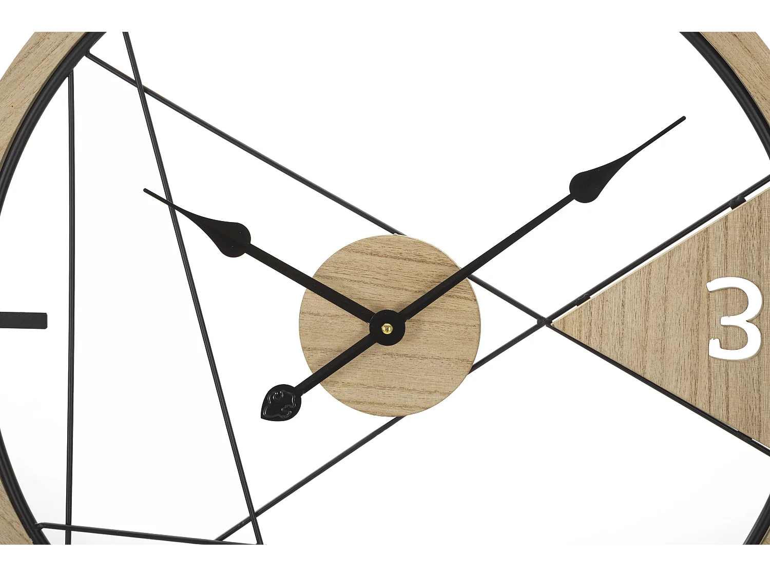 Horloge Murale en Métal "Geometric" 60cm Naturel & Noir