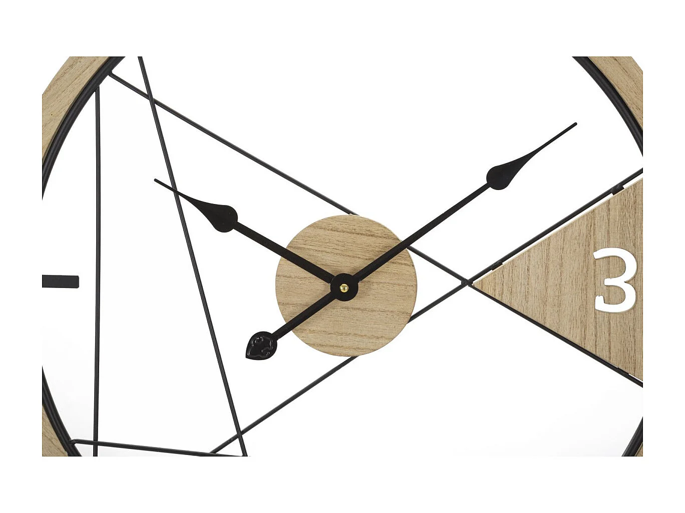 Horloge Murale en Métal "Geometric" 60cm Naturel & Noir