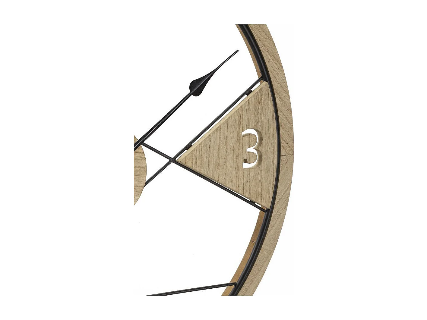 Horloge Murale en Métal "Geometric" 60cm Naturel & Noir