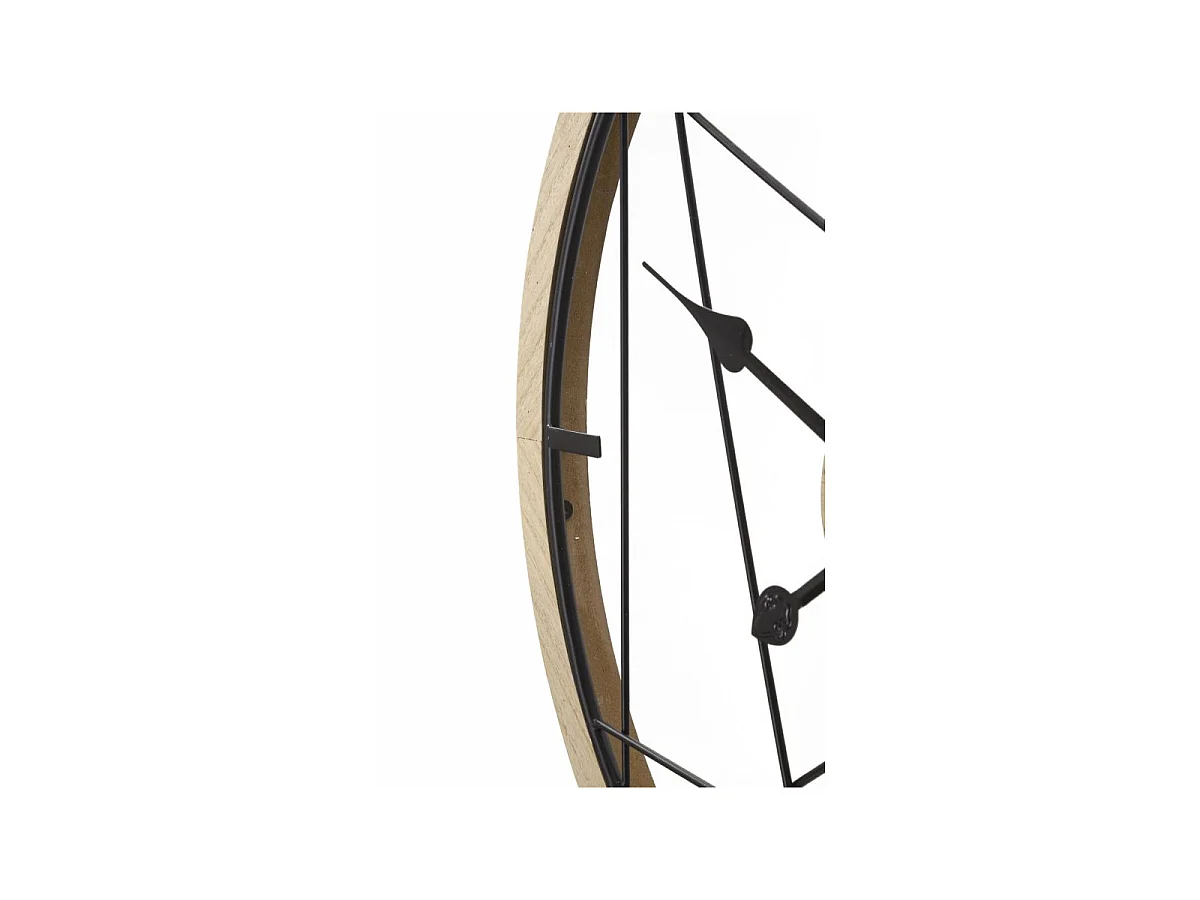 Ronde wandklok in bruin hout en metaal, Ø 60x2,5 cm