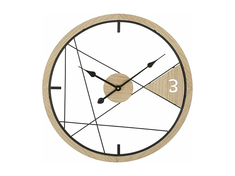 Horloge Murale en Métal "Geometric" 60cm Naturel & Noir