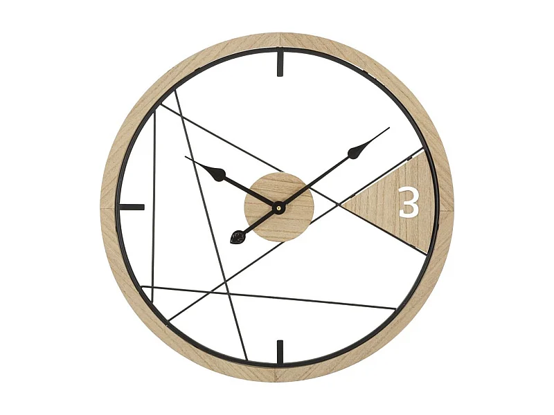 Horloge Murale en Métal "Geometric" 60cm Naturel & Noir