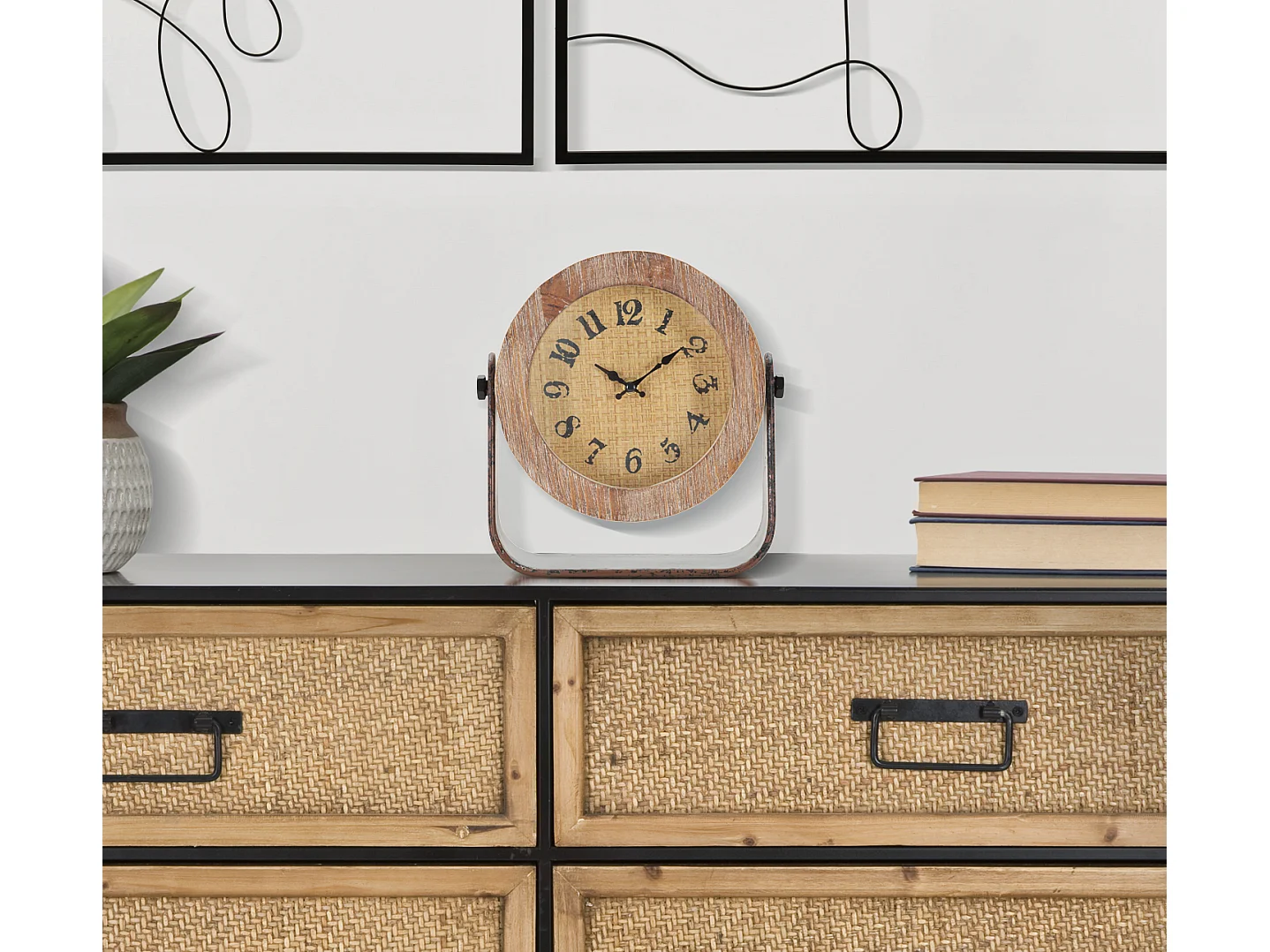 Horloge à Poser en Bois "Round" 24cm Marron