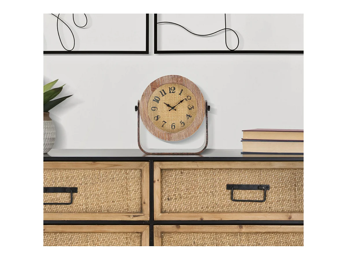 Horloge à Poser en Bois "Round" 24cm Marron