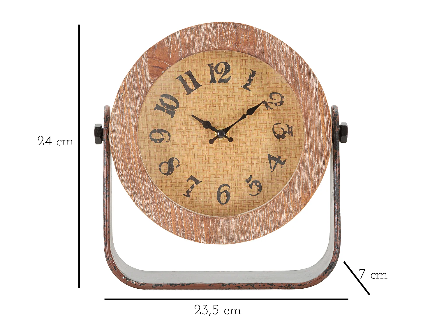 Horloge à Poser en Bois "Round" 24cm Marron