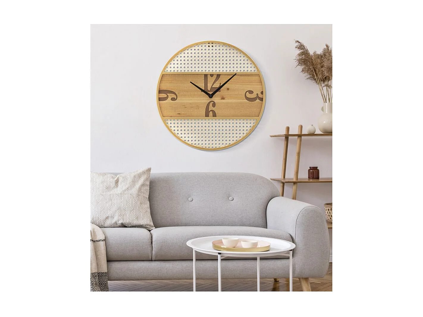 Ronde bruine houten wandklok Ø 50x3,5 cm