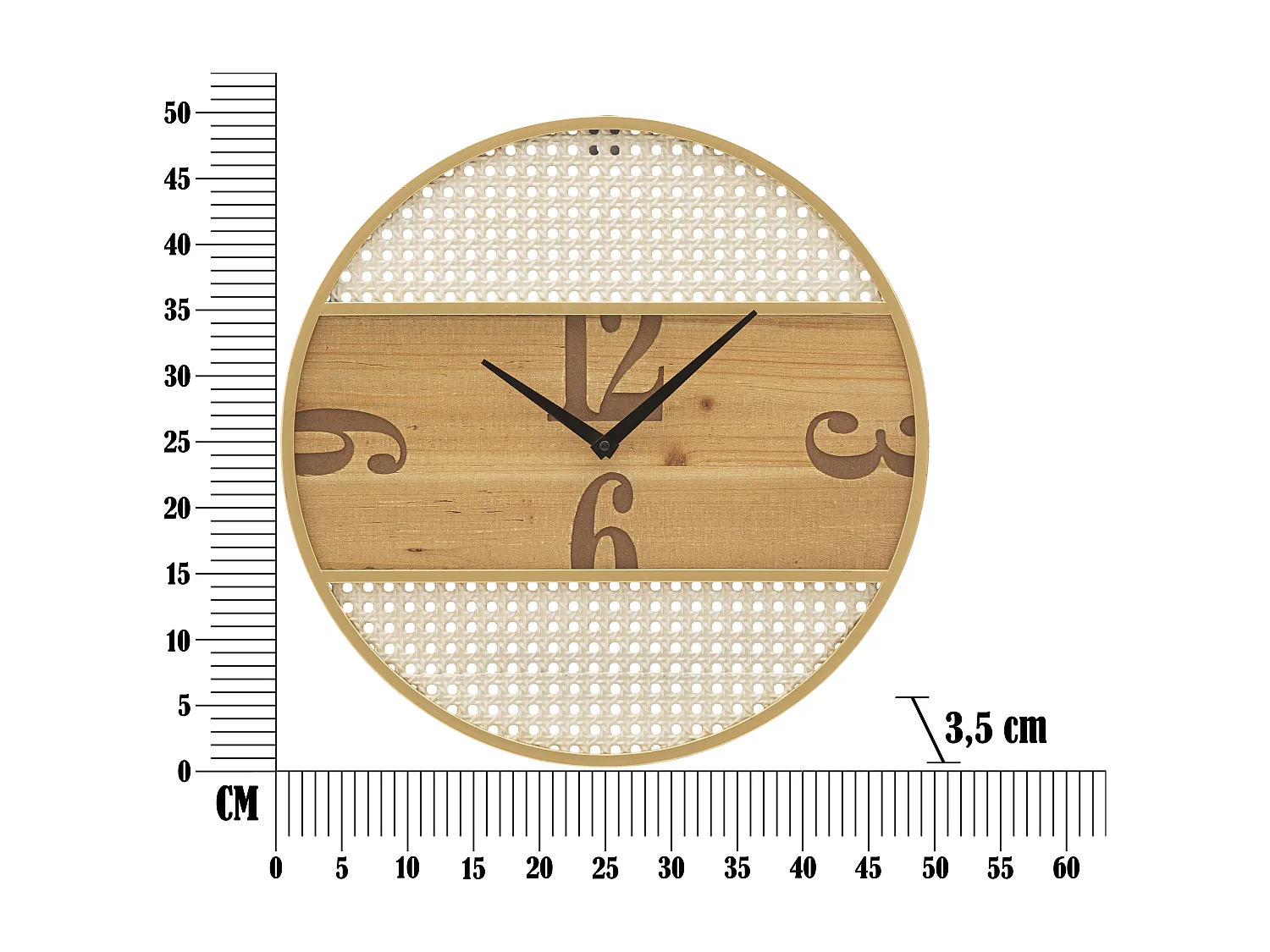 Ronde bruine houten wandklok Ø 50x3,5 cm