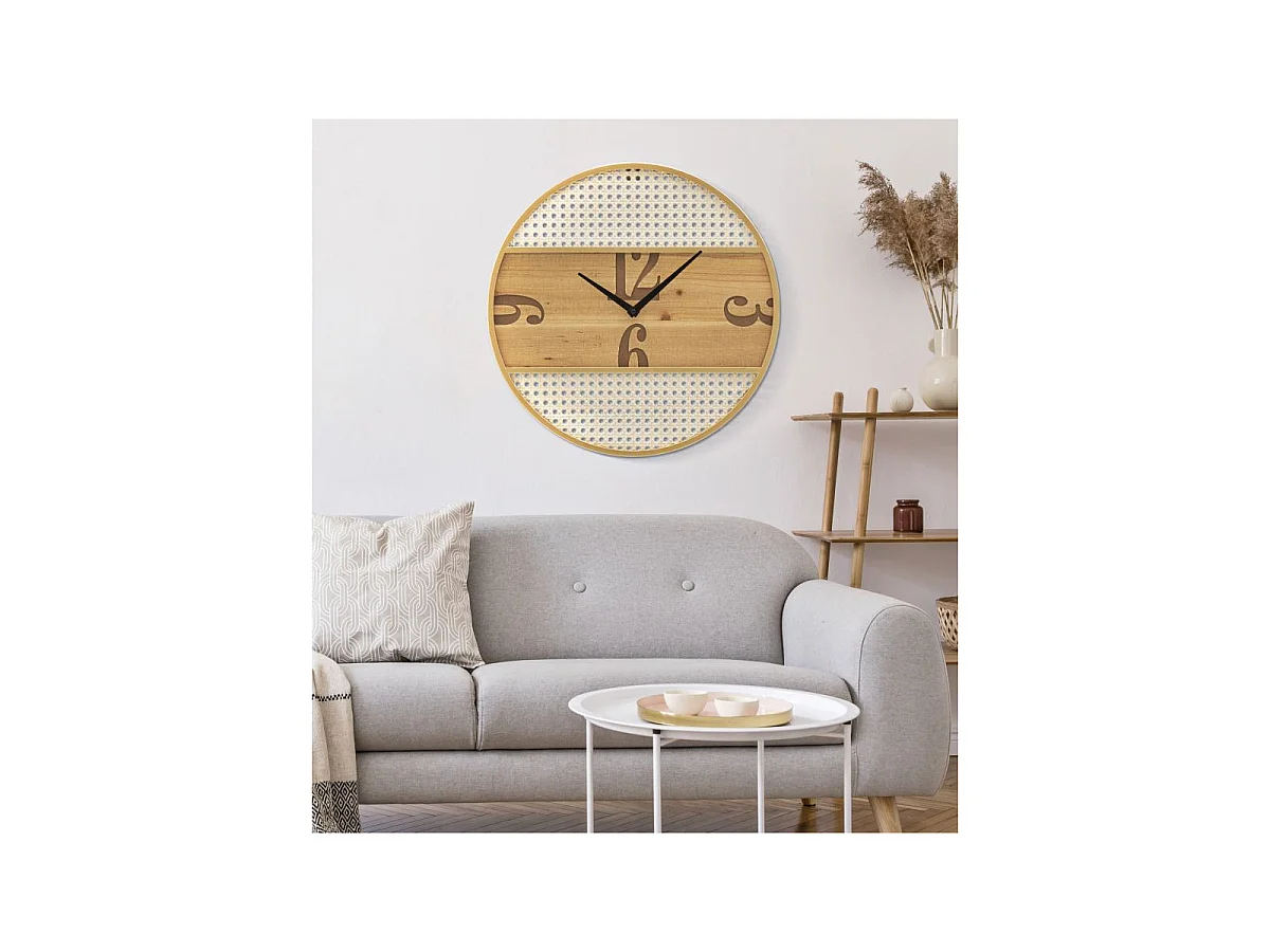 Horloge Murale Cannage "Fuji" 50cm Naturel